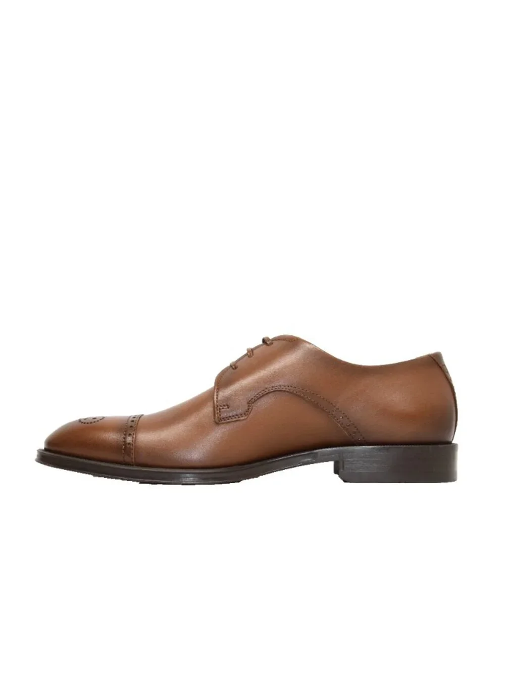 New! HUGO BOSS Boss Derrek Brogue Cap Toe Derby Brown 7.5 M DD546 Made in Italy
